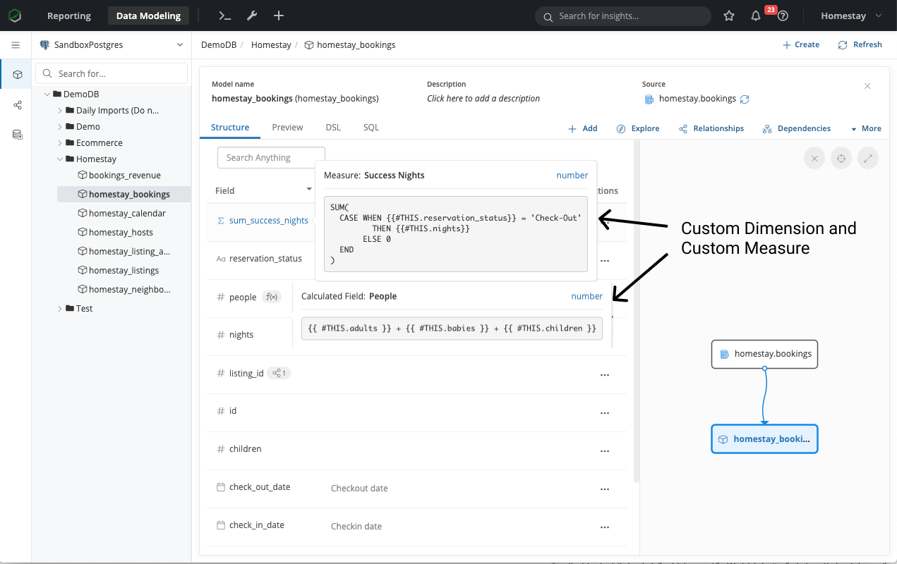 Custom dimension measure